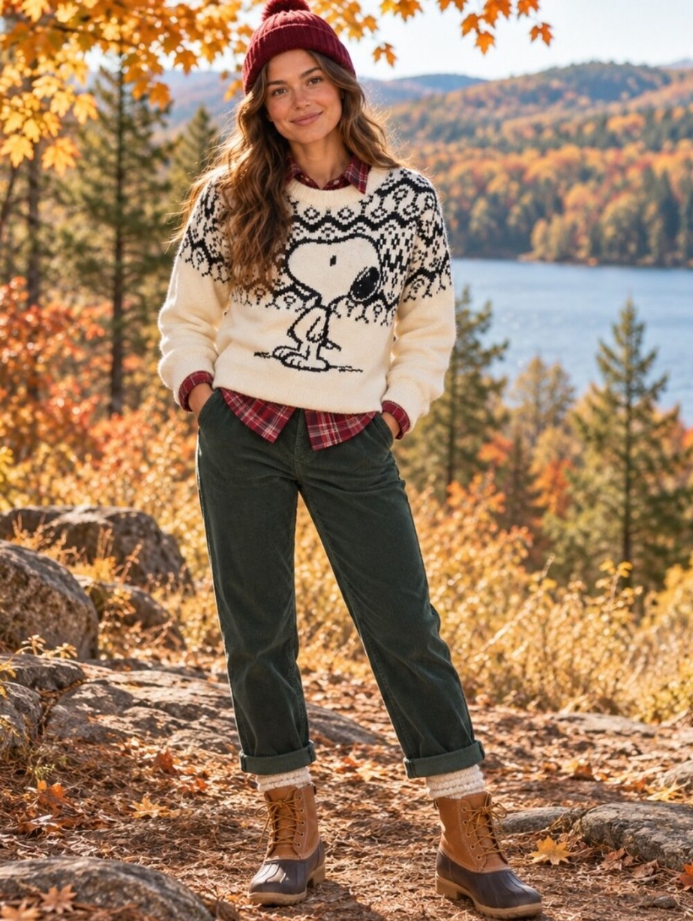H&M Divided Peanuts Snoopy Jacquard Knit Sweater Cream Black M NWOT